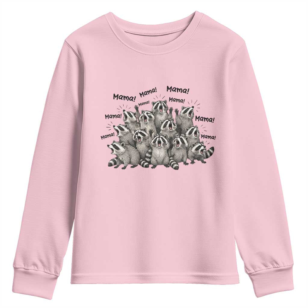 Funny Raccoon Mama Life Youth Sweatshirt Motherhood Chaos Trash Panda