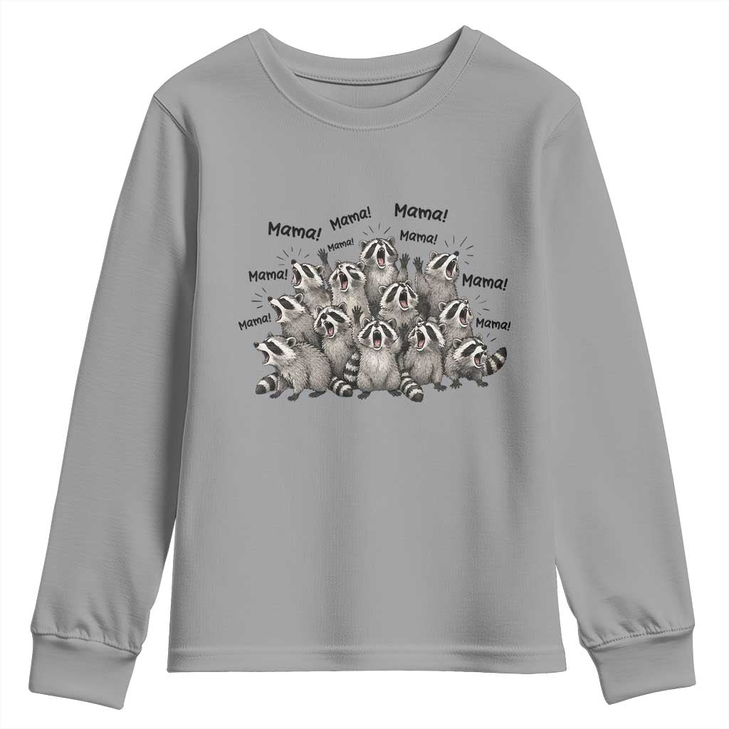 Funny Raccoon Mama Life Youth Sweatshirt Motherhood Chaos Trash Panda