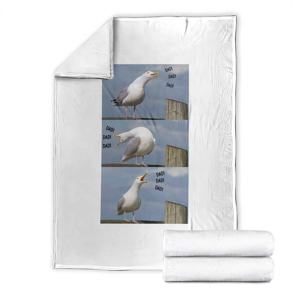 Funny Seagull Papa Throw Blanket Fathers Day Gift Ocean Life Dad Graphic