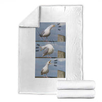 Funny Seagull Papa Throw Blanket Fathers Day Gift Ocean Life Dad Graphic