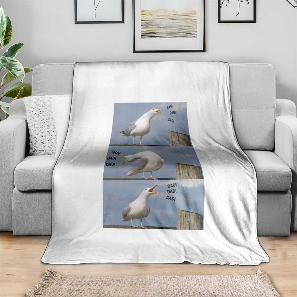 Funny Seagull Papa Throw Blanket Fathers Day Gift Ocean Life Dad Graphic