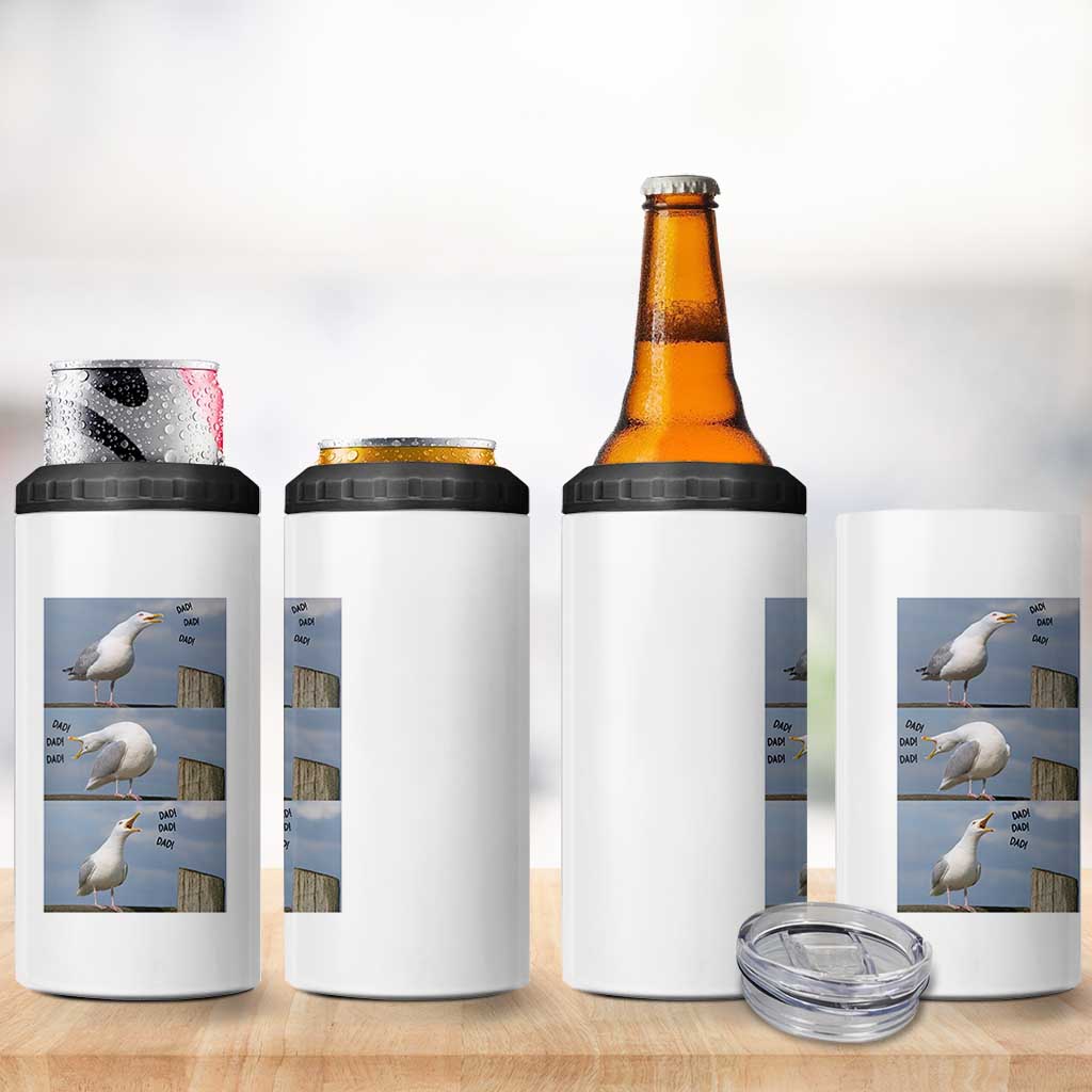 Funny Seagull Papa 4 in 1 Can Cooler Tumbler Fathers Day Gift Ocean Life Dad Graphic