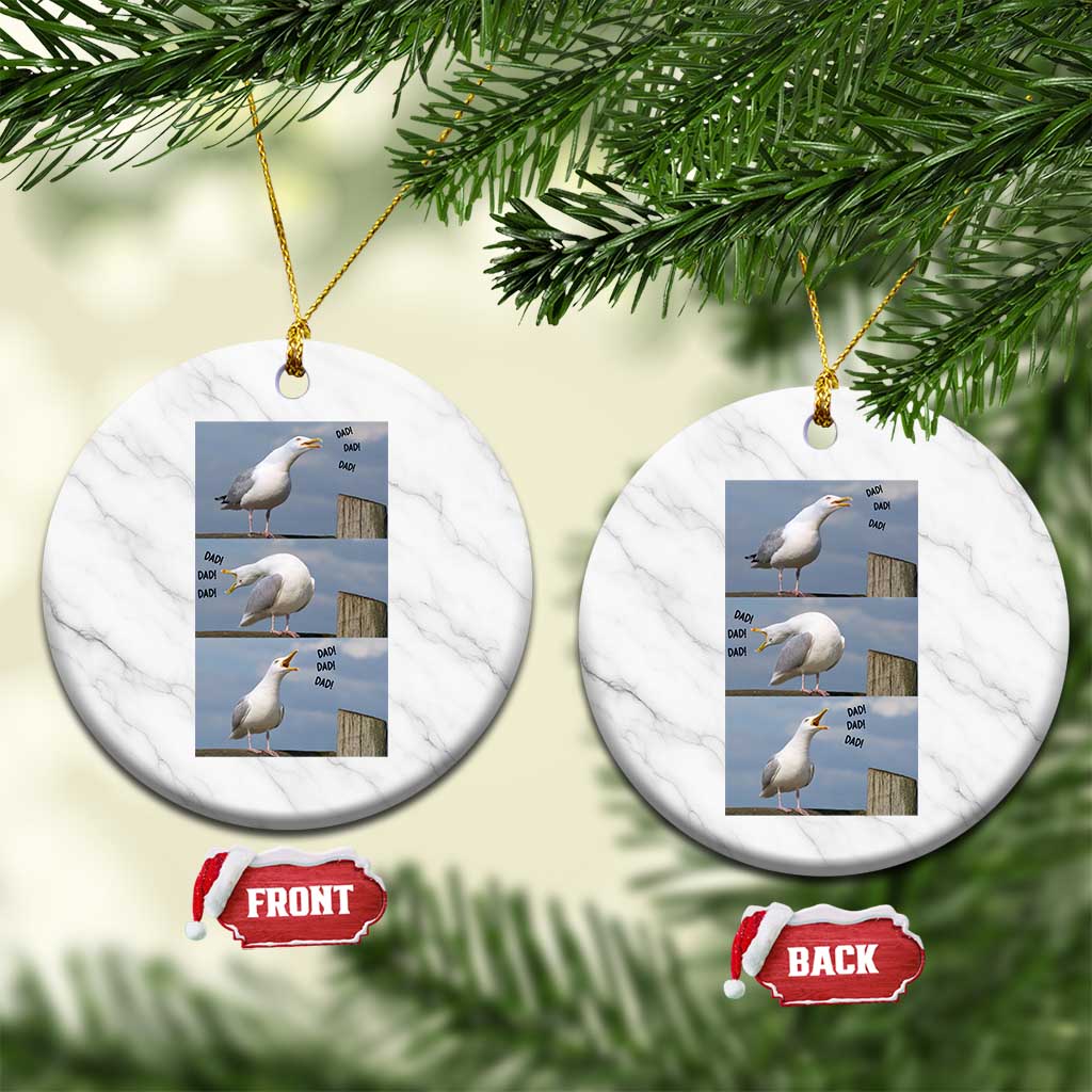 Funny Seagull Papa Ceramic Ornament Fathers Day Gift Ocean Life Dad Graphic