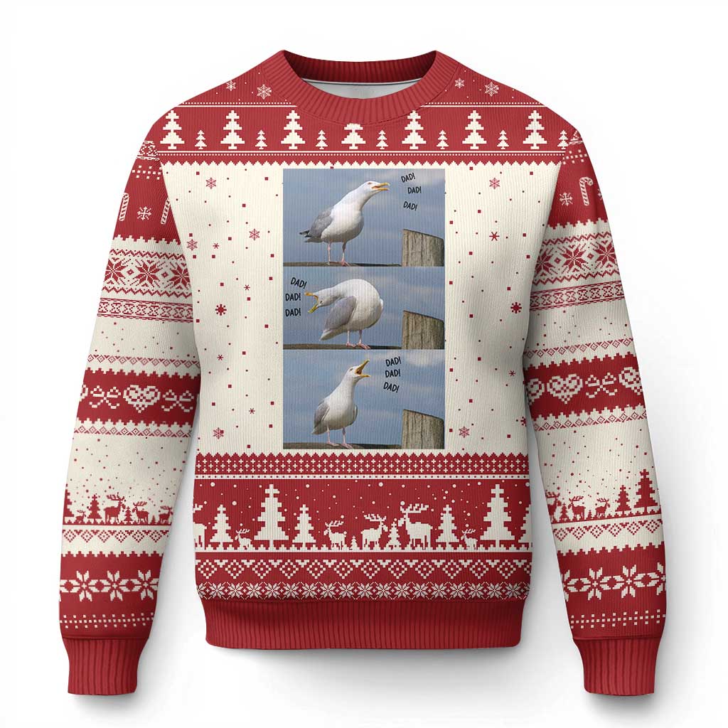 Funny Seagull Papa Ugly Christmas Sweater Fathers Day Gift Ocean Life Dad Graphic
