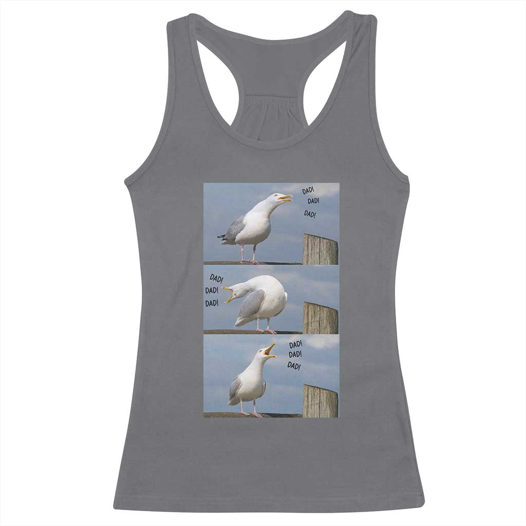 Funny Seagull Papa Racerback Tank Top Fathers Day Gift Ocean Life Dad Graphic