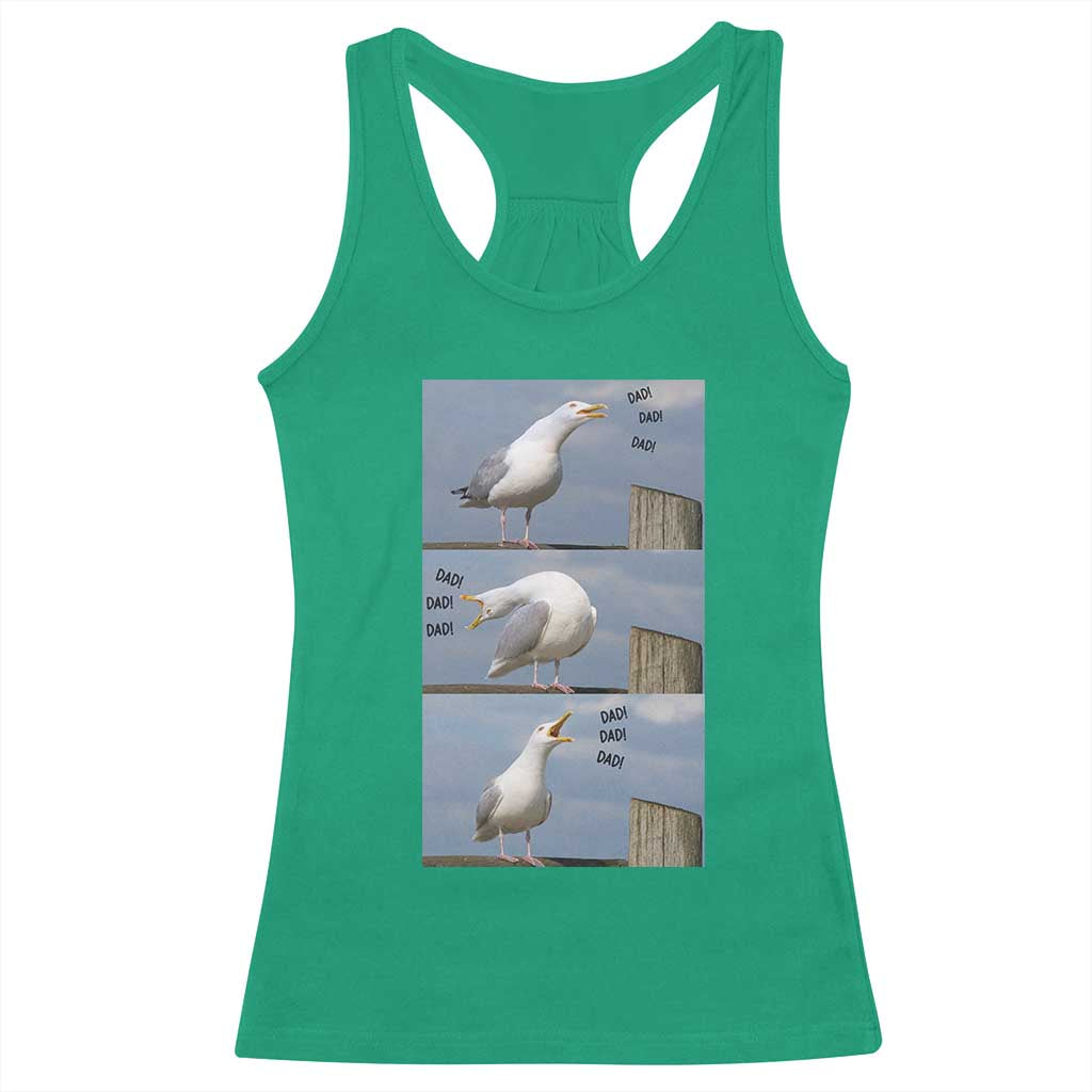 Funny Seagull Papa Racerback Tank Top Fathers Day Gift Ocean Life Dad Graphic