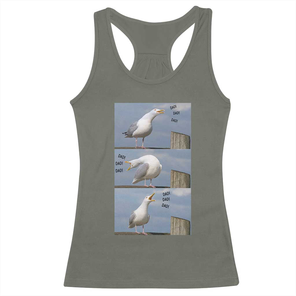 Funny Seagull Papa Racerback Tank Top Fathers Day Gift Ocean Life Dad Graphic
