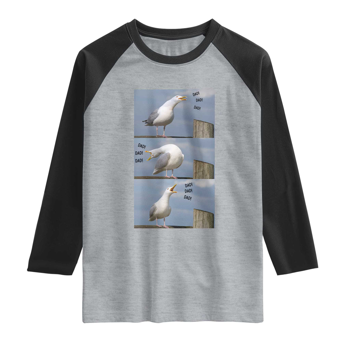 Funny Seagull Papa Raglan Shirt Fathers Day Gift Ocean Life Dad Graphic