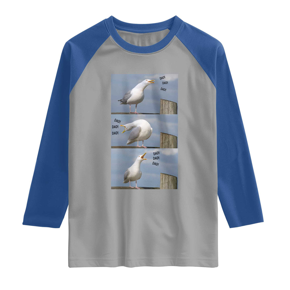 Funny Seagull Papa Raglan Shirt Fathers Day Gift Ocean Life Dad Graphic