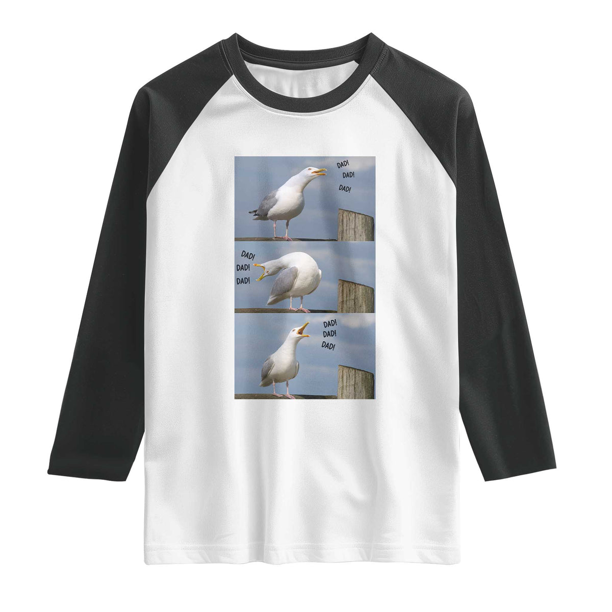 Funny Seagull Papa Raglan Shirt Fathers Day Gift Ocean Life Dad Graphic