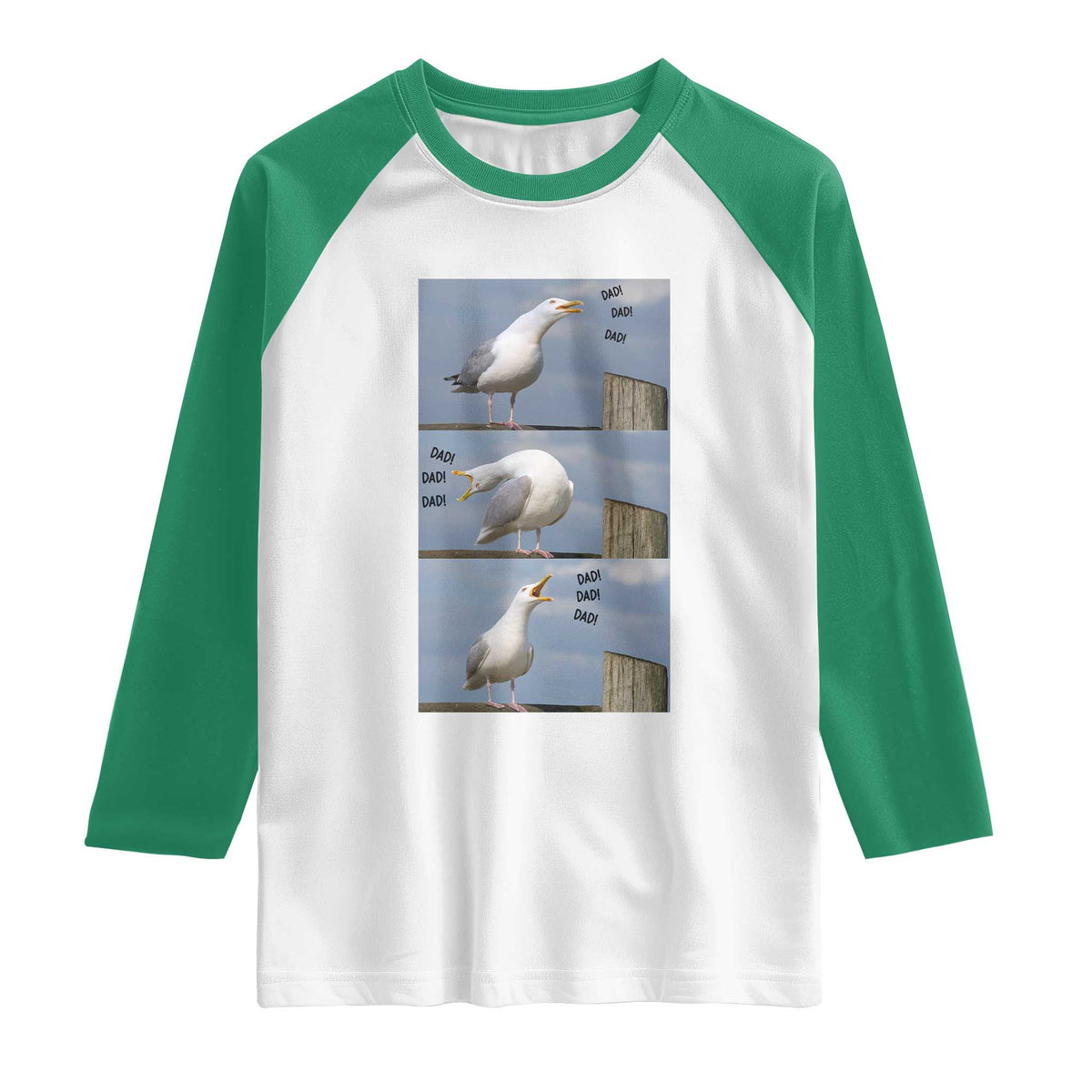 Funny Seagull Papa Raglan Shirt Fathers Day Gift Ocean Life Dad Graphic