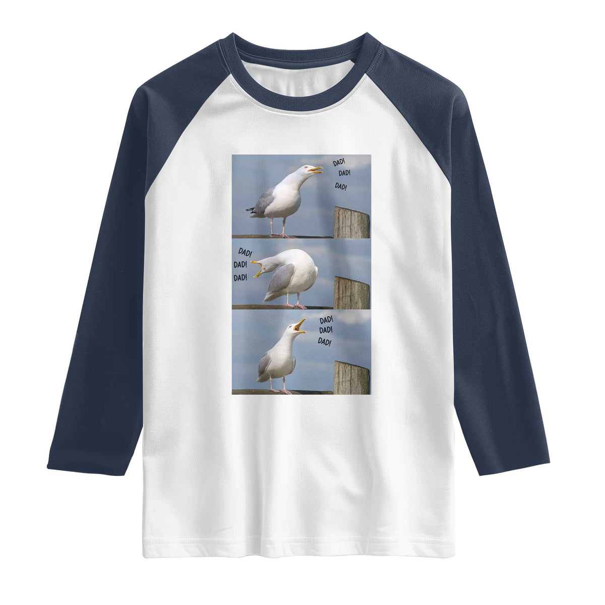 Funny Seagull Papa Raglan Shirt Fathers Day Gift Ocean Life Dad Graphic