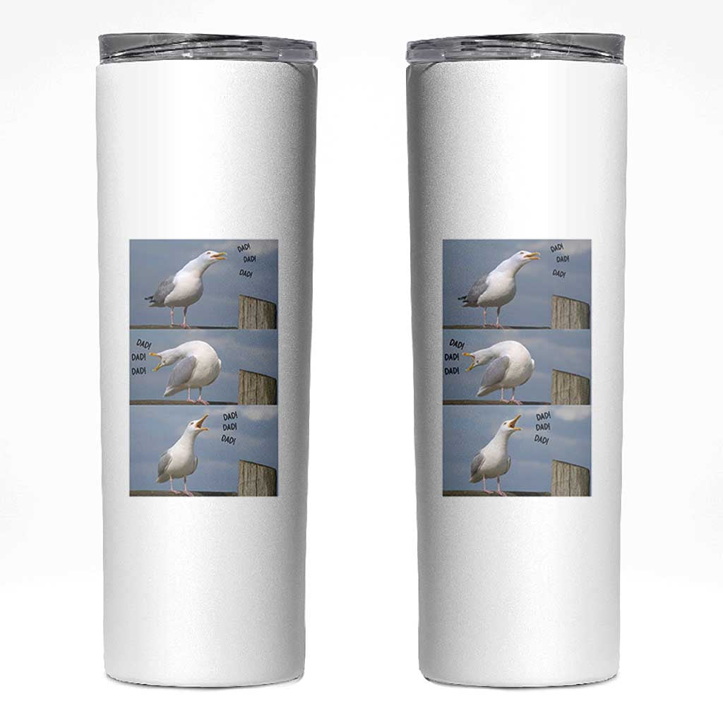 Funny Seagull Papa Skinny Tumbler Fathers Day Gift Ocean Life Dad Graphic