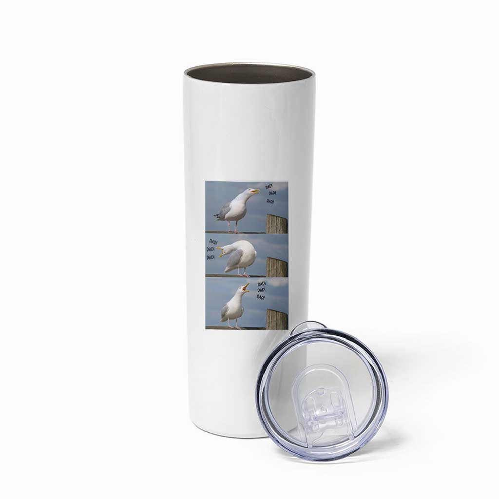 Funny Seagull Papa Skinny Tumbler Fathers Day Gift Ocean Life Dad Graphic