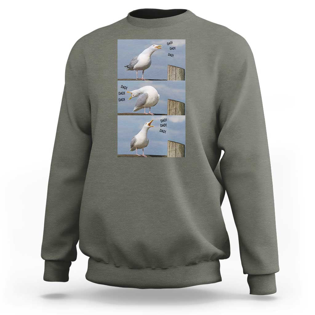 Funny Seagull Papa Sweatshirt Fathers Day Gift Ocean Life Dad Graphic