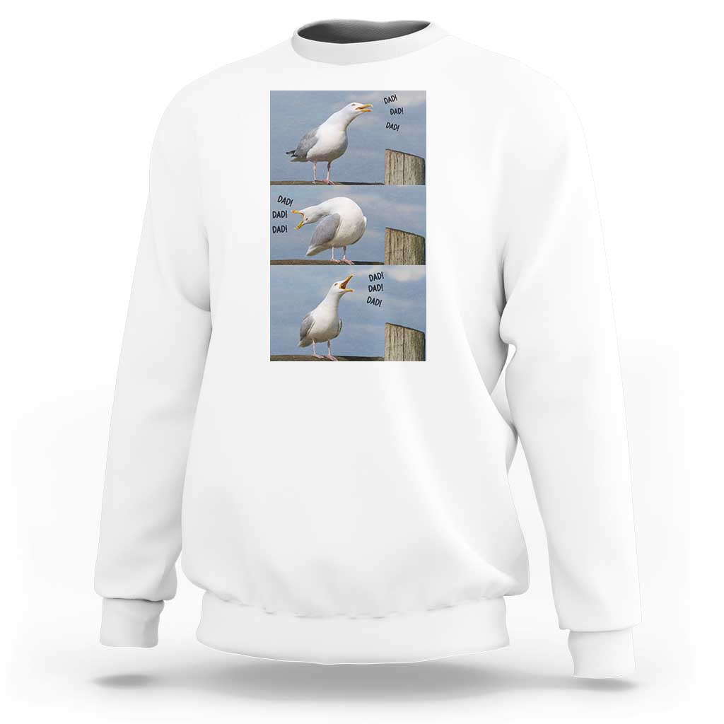 Funny Seagull Papa Sweatshirt Fathers Day Gift Ocean Life Dad Graphic