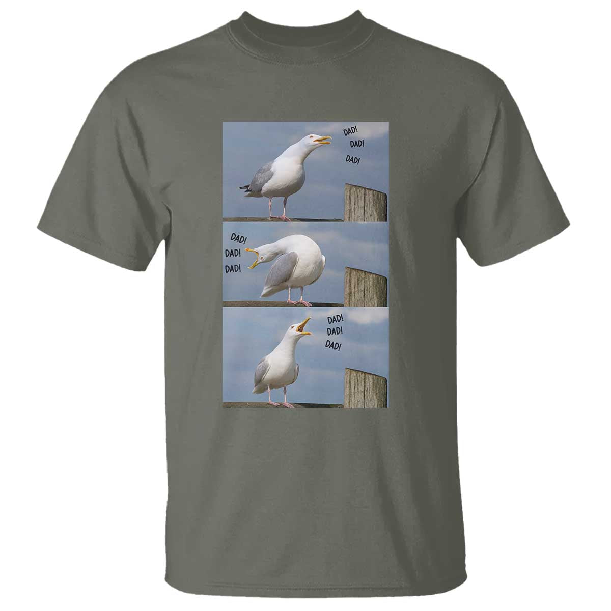 Funny Seagull Papa T Shirt Fathers Day Gift Ocean Life Dad Graphic