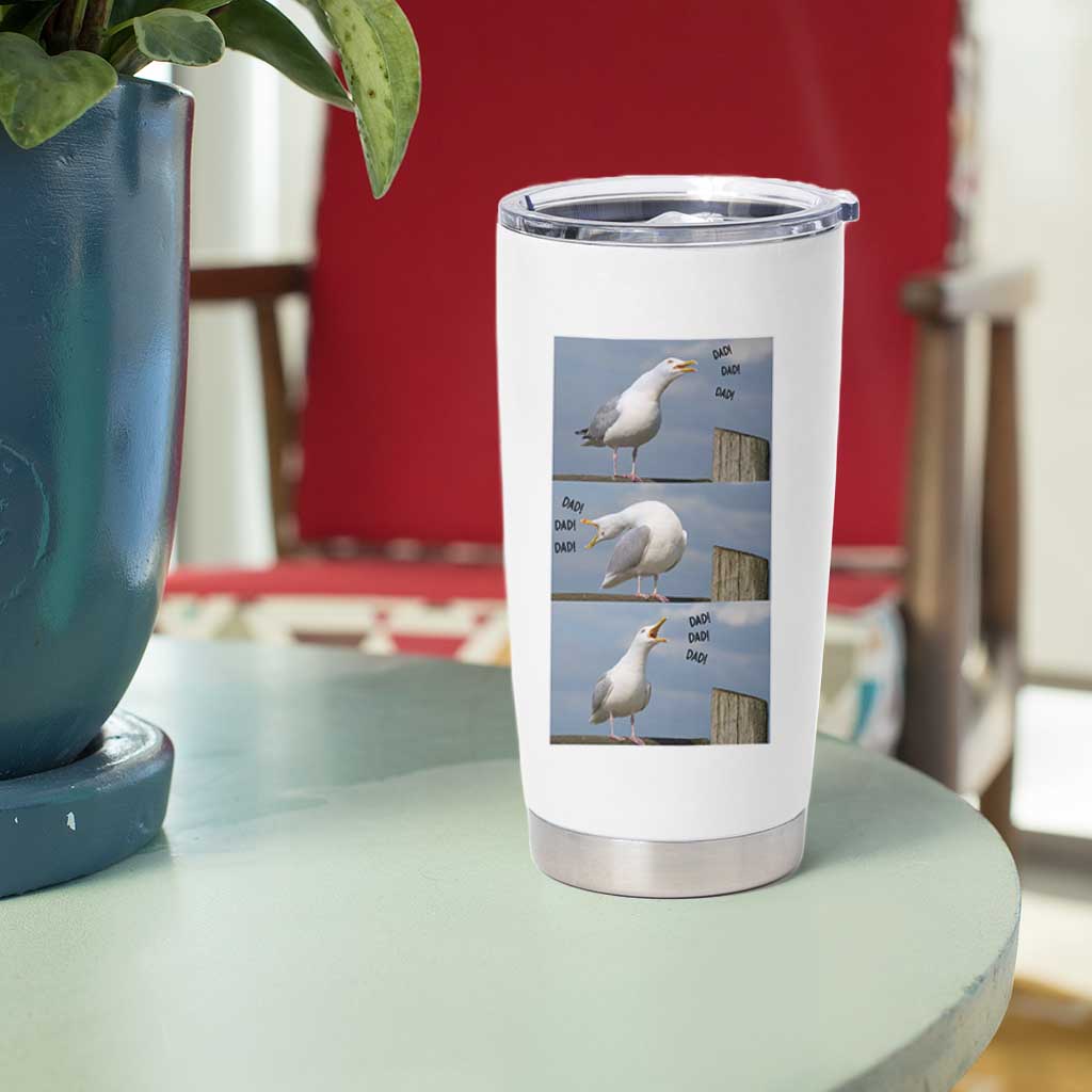 Funny Seagull Papa Tumbler Cup Fathers Day Gift Ocean Life Dad Graphic