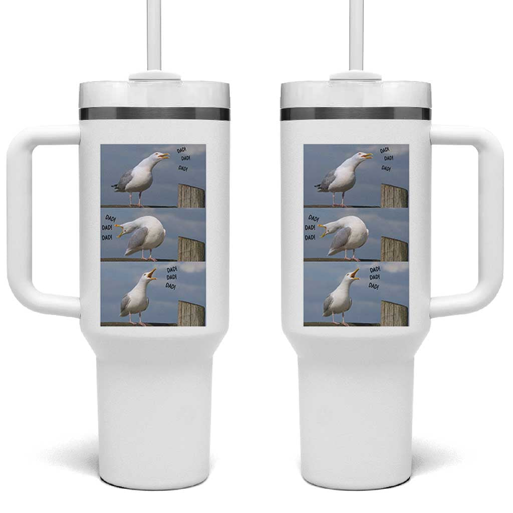Funny Seagull Papa Tumbler With Handle Fathers Day Gift Ocean Life Dad Graphic