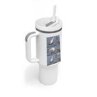 Funny Seagull Papa Tumbler With Handle Fathers Day Gift Ocean Life Dad Graphic
