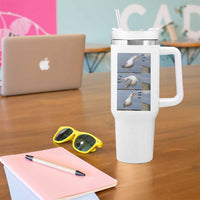 Funny Seagull Papa Tumbler With Handle Fathers Day Gift Ocean Life Dad Graphic