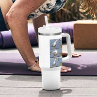 Funny Seagull Papa Tumbler With Handle Fathers Day Gift Ocean Life Dad Graphic