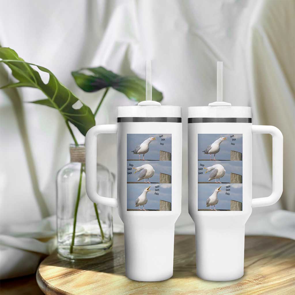 Funny Seagull Papa Tumbler With Handle Fathers Day Gift Ocean Life Dad Graphic