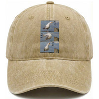 Funny Seagull Papa Washed Cotton Baseball Cap Fathers Day Gift Ocean Life Dad Graphic