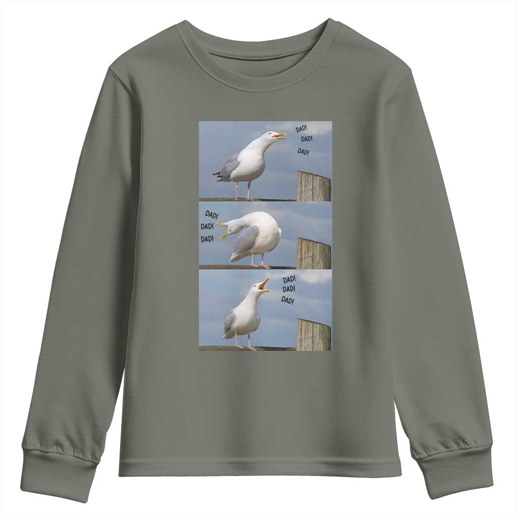 Funny Seagull Papa Youth Sweatshirt Fathers Day Gift Ocean Life Dad Graphic