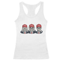 See No Crimes Hear No Truth Speak No Facts Racerback Tank Top Skeleton Political Satire Graphic
