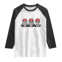 See No Crimes Hear No Truth Speak No Facts Raglan Shirt Skeleton Political Satire Graphic