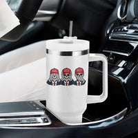 See No Crimes Hear No Truth Speak No Facts Tumbler With Handle Skeleton Political Satire Graphic