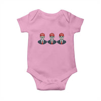 Skeleton See No Crimes Hear No Truth Baby Onesie Funny Political Satire
