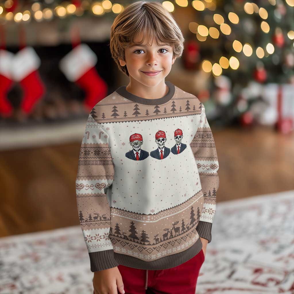 Skeleton See No Crimes Hear No Truth Ugly Christmas Sweater Funny Political Satire