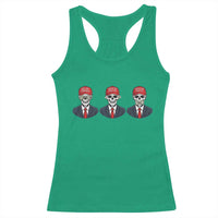 Skeleton See No Crimes Hear No Truth Racerback Tank Top Funny Political Satire