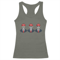 Skeleton See No Crimes Hear No Truth Racerback Tank Top Funny Political Satire