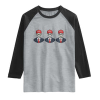 Skeleton See No Crimes Hear No Truth Raglan Shirt Funny Political Satire