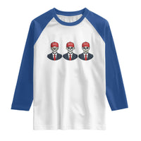 Skeleton See No Crimes Hear No Truth Raglan Shirt Funny Political Satire