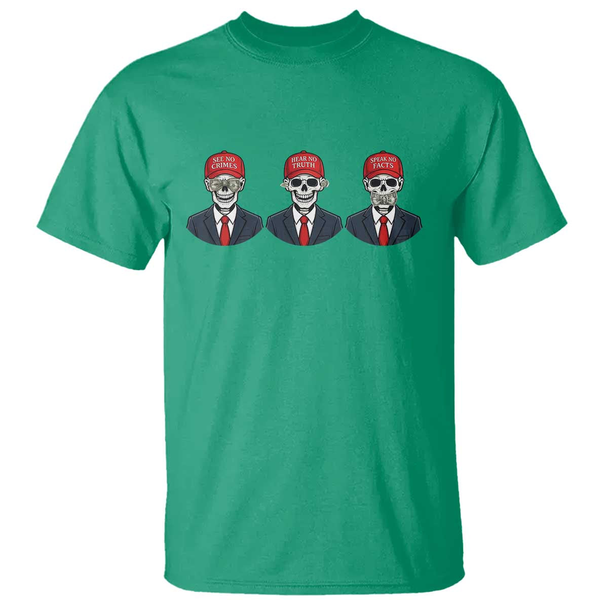 Skeleton See No Crimes Hear No Truth T Shirt Funny Political Satire