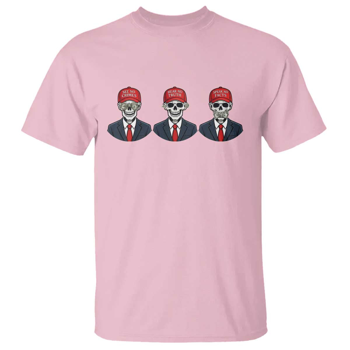 Skeleton See No Crimes Hear No Truth T Shirt Funny Political Satire
