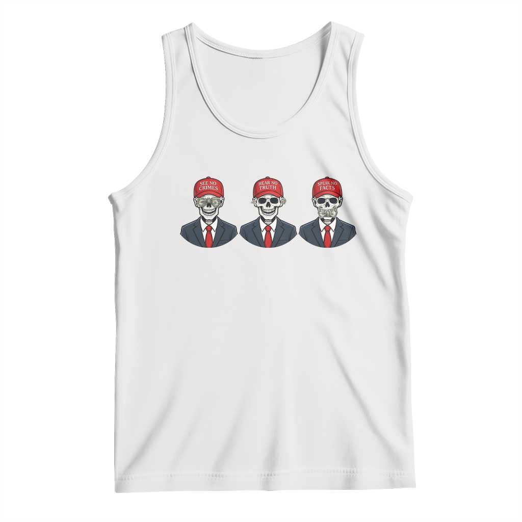 Skeleton See No Crimes Hear No Truth Tank Top Funny Political Satire