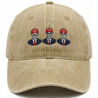 Skeleton See No Crimes Hear No Truth Washed Cotton Baseball Cap Funny Political Satire