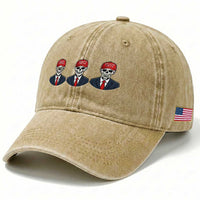 Skeleton See No Crimes Hear No Truth Washed Cotton Baseball Cap Funny Political Satire
