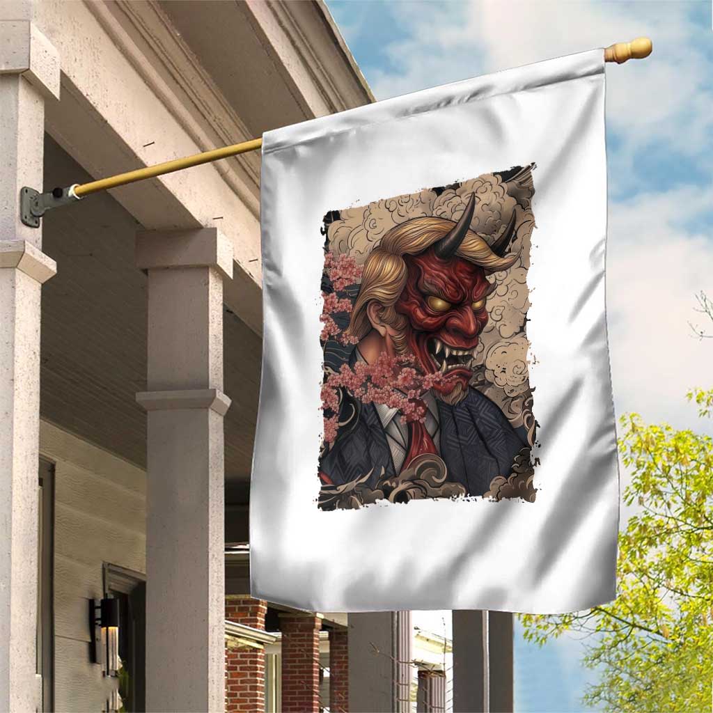 American Leader Oni Mask Japanese Ukiyoe Garden Flag Political Parody Graphic