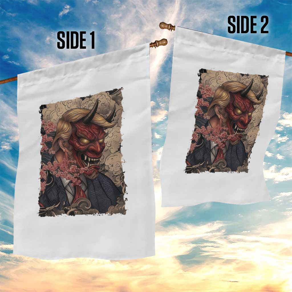 American Leader Oni Mask Japanese Ukiyoe Garden Flag Political Parody Graphic