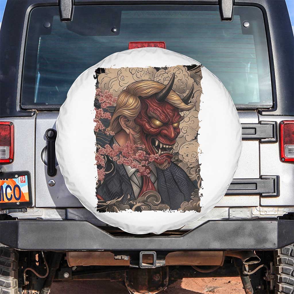 American Leader Oni Mask Japanese Ukiyoe Spare Tire Cover Political Parody Graphic