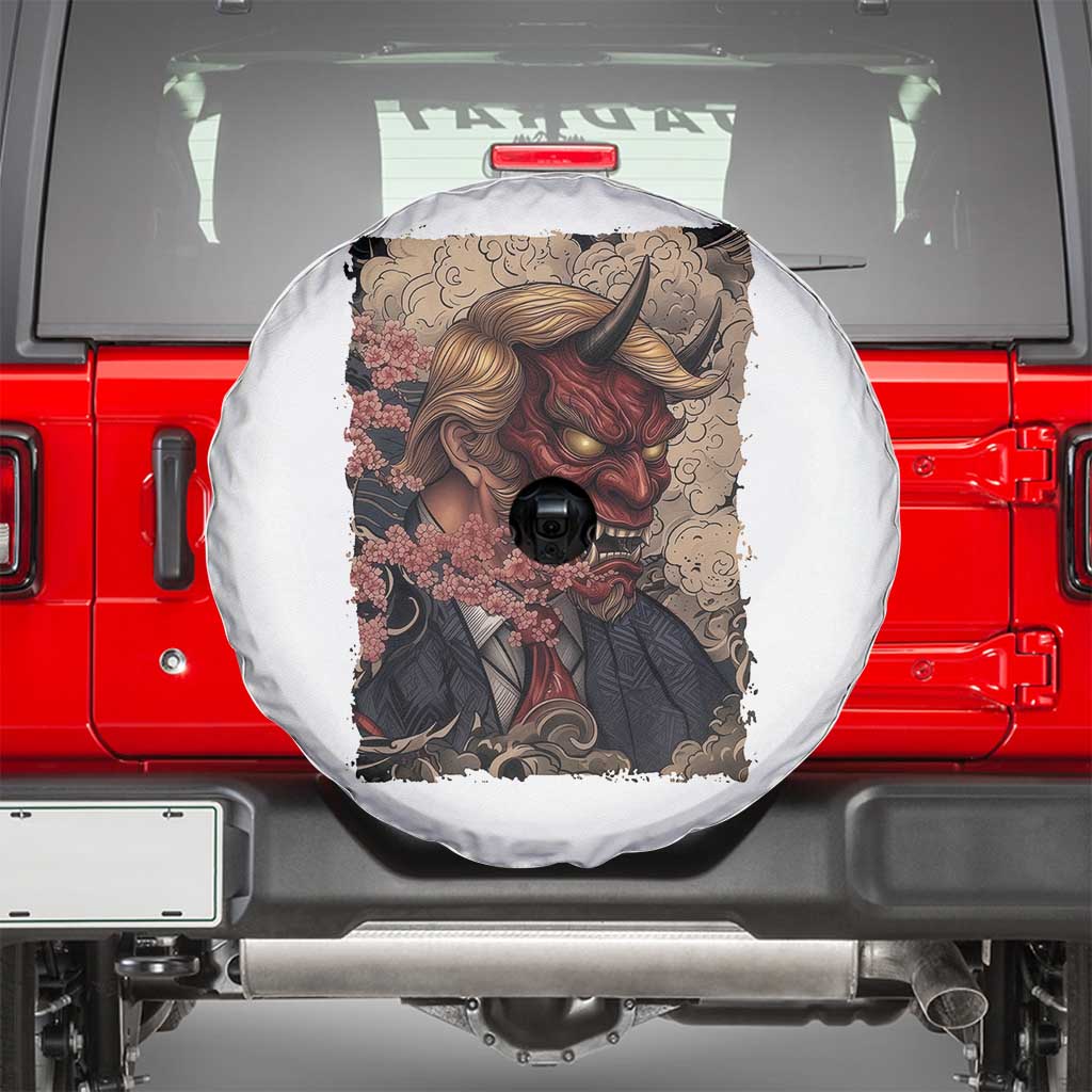 American Leader Oni Mask Japanese Ukiyoe Spare Tire Cover Political Parody Graphic