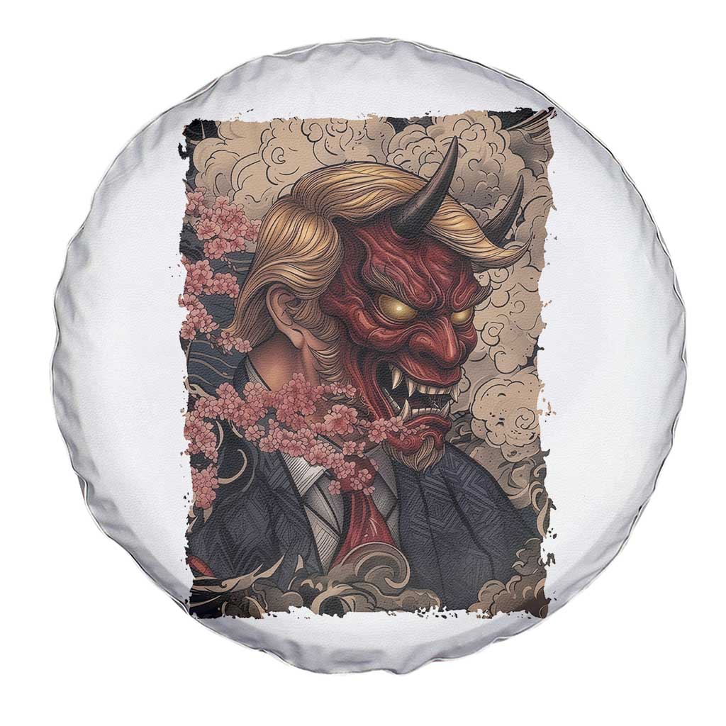 American Leader Oni Mask Japanese Ukiyoe Spare Tire Cover Political Parody Graphic