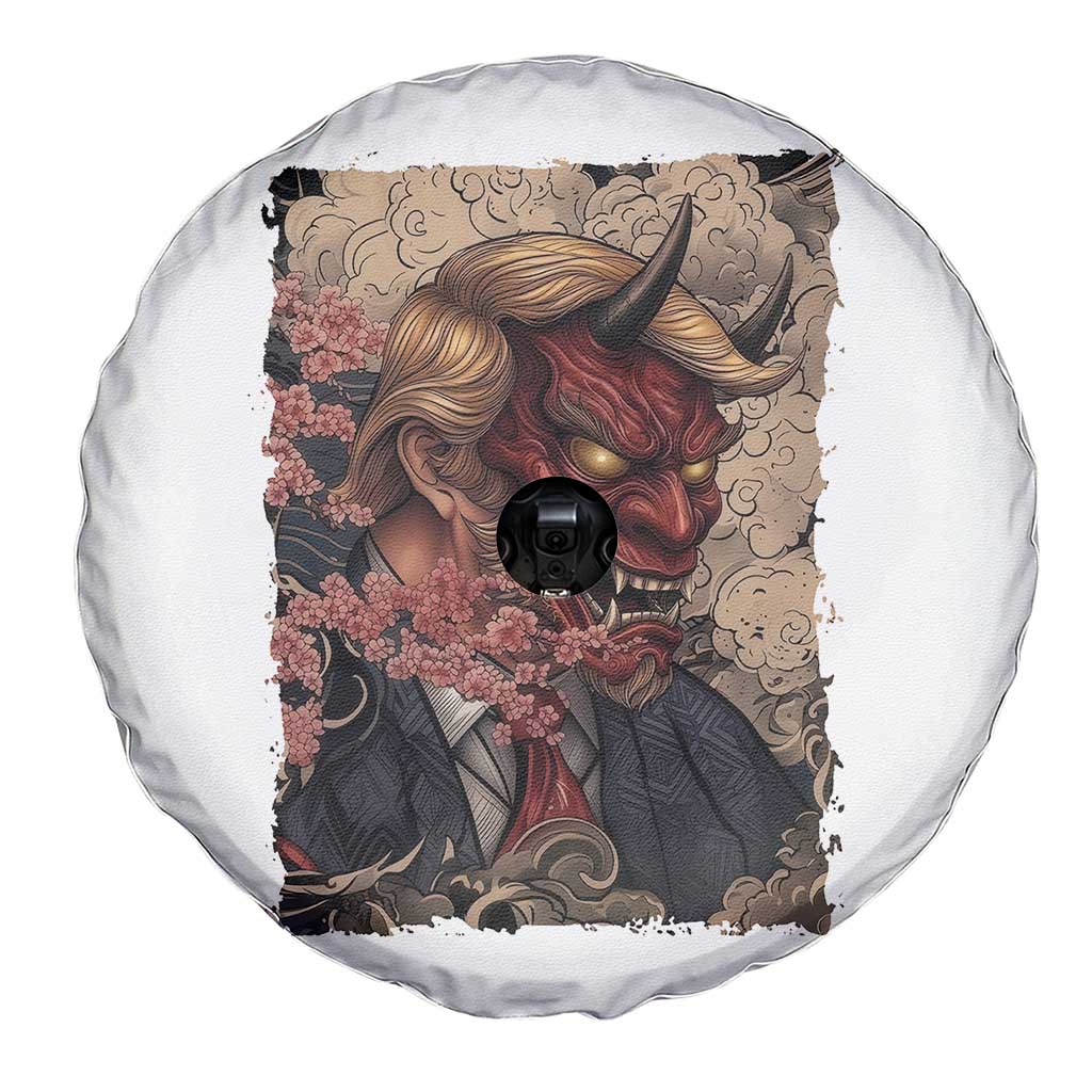 American Leader Oni Mask Japanese Ukiyoe Spare Tire Cover Political Parody Graphic
