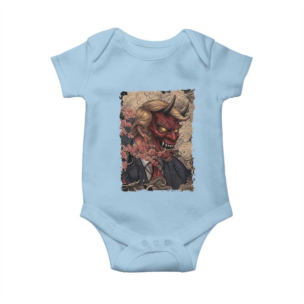 American Leader Oni Mask Japanese Ukiyoe Baby Onesie Political Parody Graphic